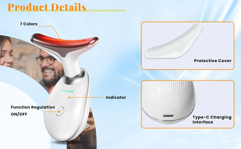 Masseur Facial Anti-rides, 7 couleurs, dispositif de beauté du cou, raffermissement de la peau, dispositif de levage du visage, réduit le Double menton, outil de soins de la peau